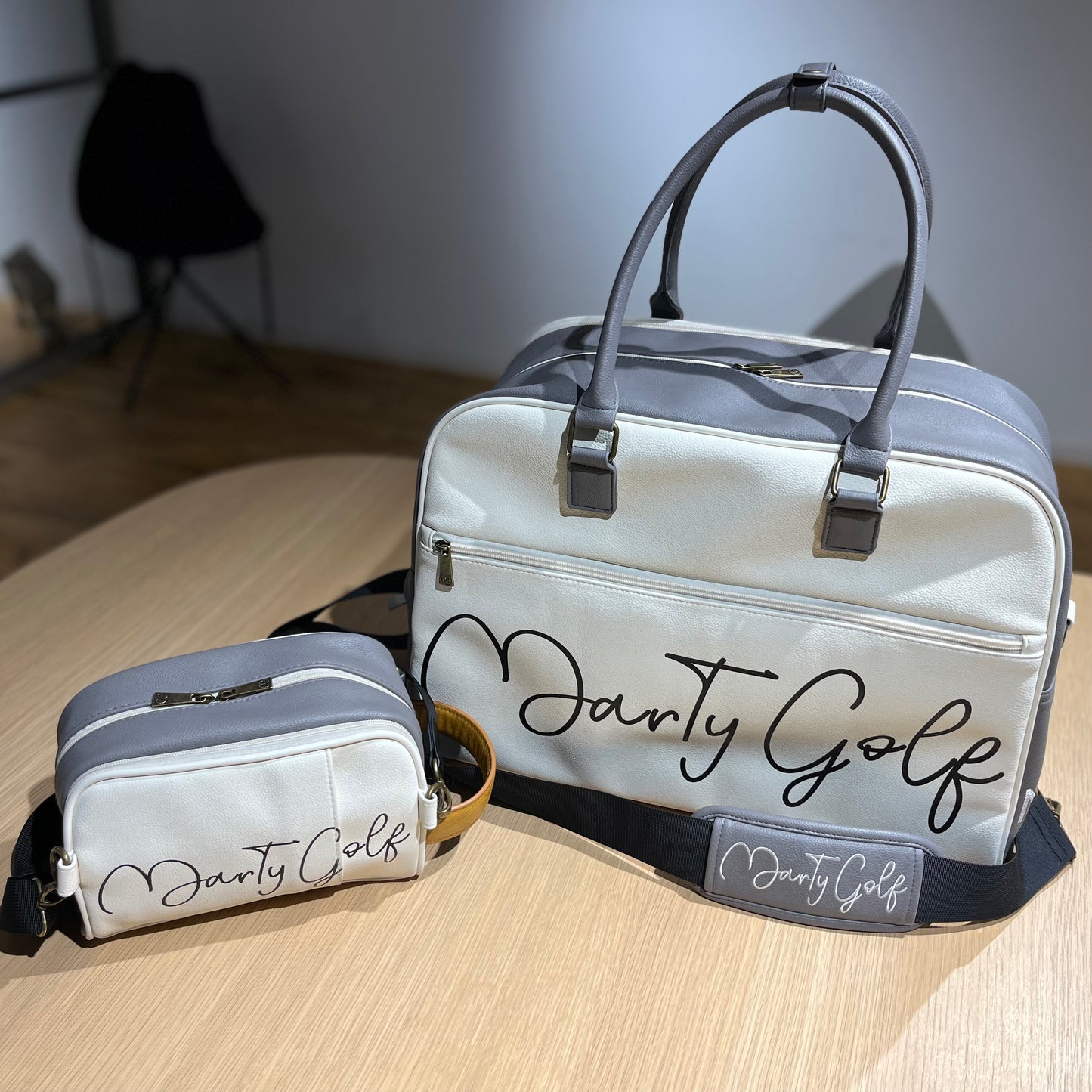 Marty Boston Bag(Gray × Ivory)